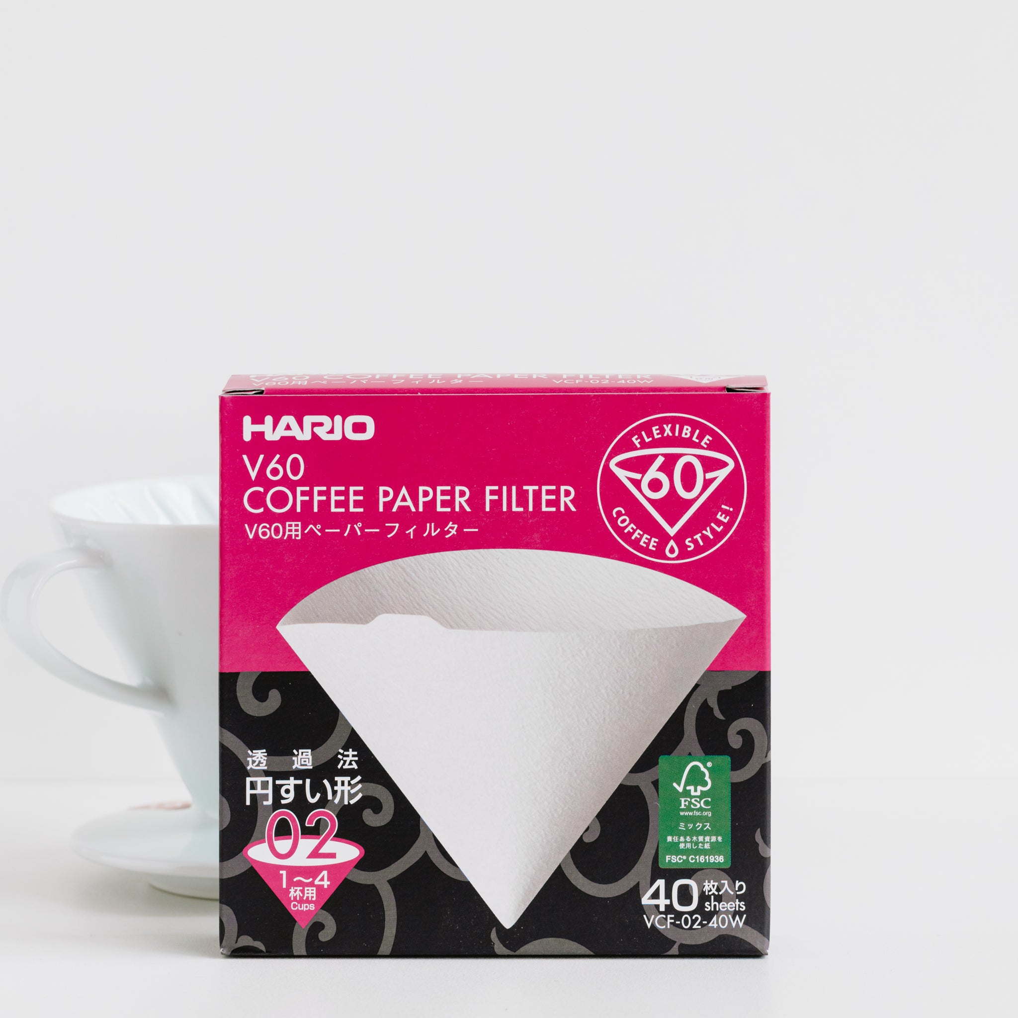 Hario V60 filter paper box on white background