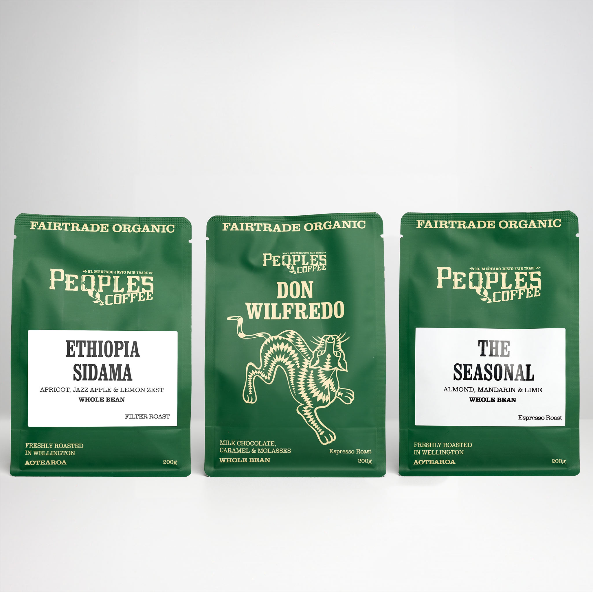 Three specialty coffee bags